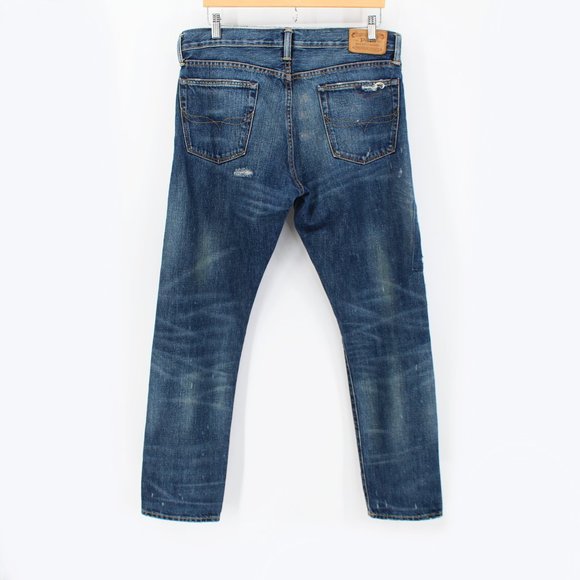 Polo Ralph Lauren Men's Blue Patch The Sullivan Slim Fit Distressed Jeans 32x30 - Picture 3 of 16